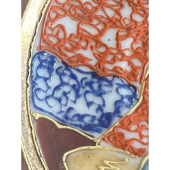 Japanese Moriage Porcelain Saucer Chikaramachi Figurel Gold Trim Vintage - Picture 4 of 9